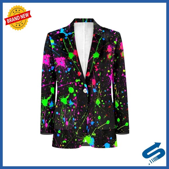 Slim Fit Sport Coat Lightweight Knit Blazer One Button Casual Mens Jacket